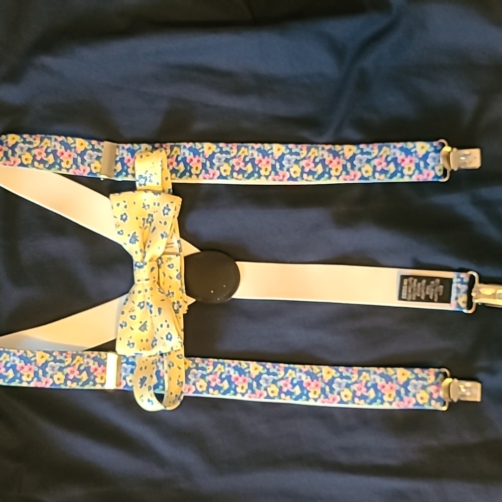 Class Club Floral Kids Suspenders with Bow Tie